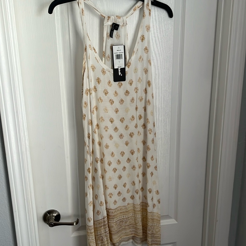 NWT - Elegant Cream and Gold Swim Coverup Dress